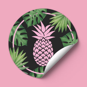 Tropiskt Rosa Pineapple Beauty Salon & SPA Black Runt Klistermärke