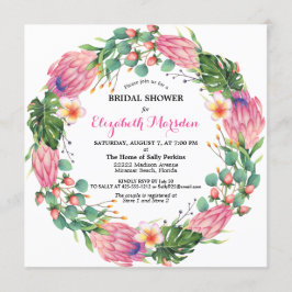 Tropiskt Rosa Protea Greenery Blommigt Möhippa Inbjudningar