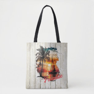 Tropiskt Rosa Sunset Sailing Handflatan Tygkasse