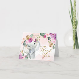 Tropiskt Rosa Violet Elephant Baby Shower Birthday Tack Kort