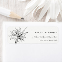 Tropiskt Rustic Handflatan Black White Sketch Adre Returadress Etikett