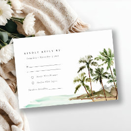 Tropiskt Rustic Handflatan Träd Beach Sand Bröllop OSA Kort