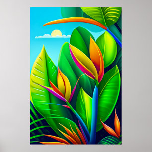 Tropiskt sammansatt - utskrift av arbetsytekonst poster