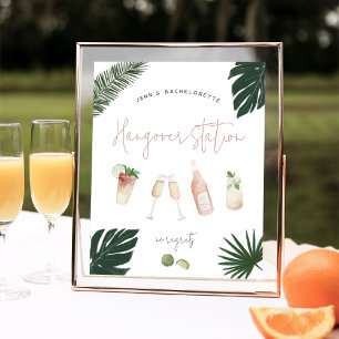 Tropiskt Sängvätningsparty Bakfyllestationsskylt Poster