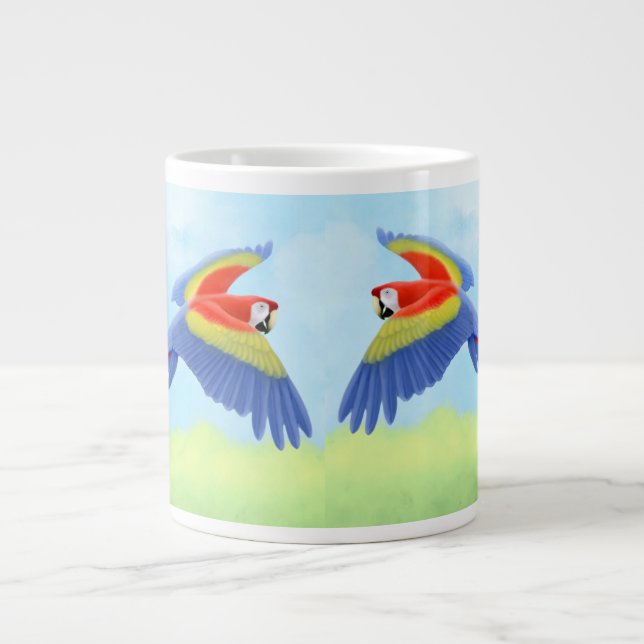 Tropiskt Scarlet Macaw Parrot Jumbo Mugg (Framsidan)