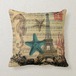 tropiskt seahorsesnäckskalparis eiffel torn kudde