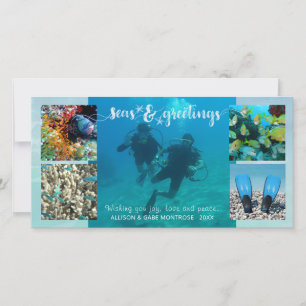 Tropiskt "Seas AND Hälsning" fem fotokollage Julkort