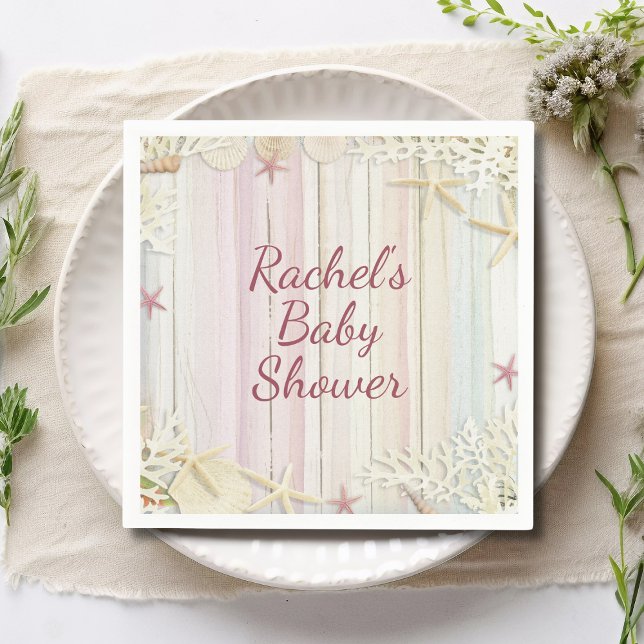 Tropiskt segment Shell Baby Shower Boho Chic Pappersservett (Skapare uppladdad)