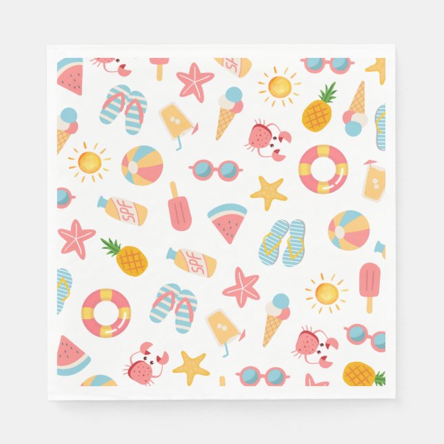 Tropiskt simmande Bassäng Party Pappersservett (Framsidan)