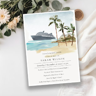 Tropiskt Sjölandskap Handflatan Cruise Baby Shower Tack Kort