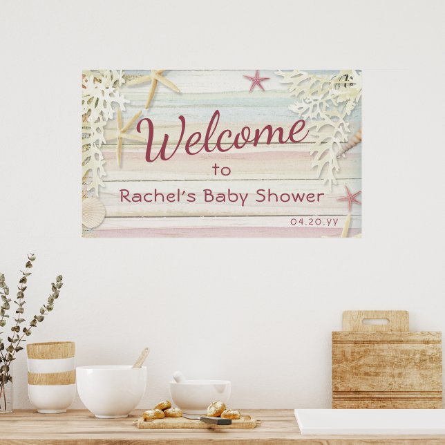 Tropiskt skal för sädesskal Modern Boho Baby Showe Poster (Kök)