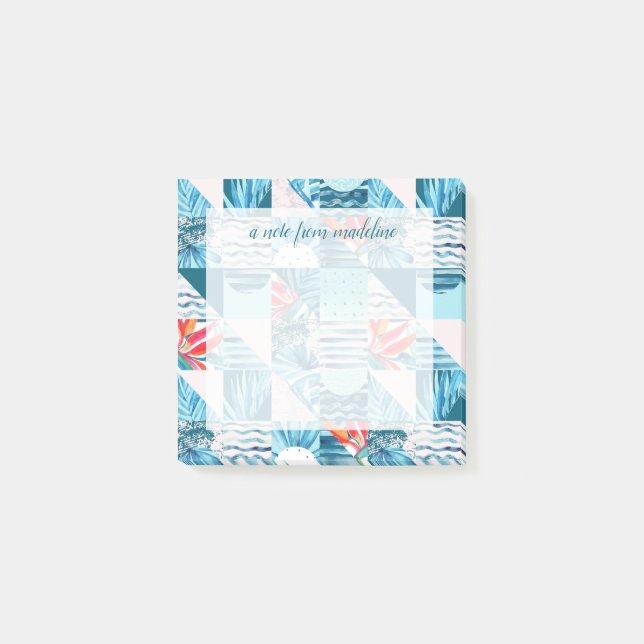 Tropiskt skaldjur, geometrisk Abstrakt Mönster Post-it Block (Framsida)