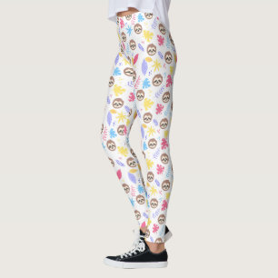 Tropiskt sloth- & lövmönster leggings