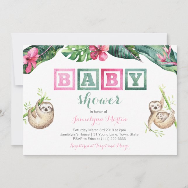 Tropiskt småbarn, lunschare Party Inbjudningar (Framsida)