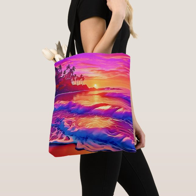 Tropiskt solnedgång: Beach Glow Art Tygkasse (Närbild)
