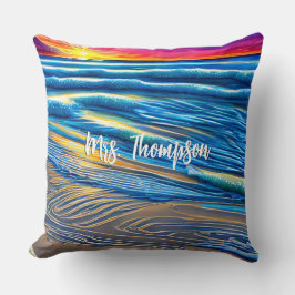 Tropiskt solnedgång över klart hav kudde