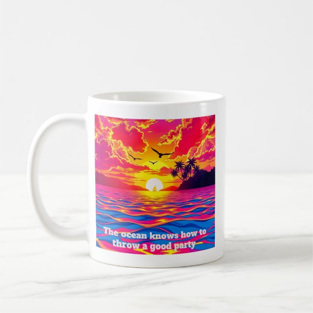 Tropiskt solnedgångslycka kaffemugg (Vänster)