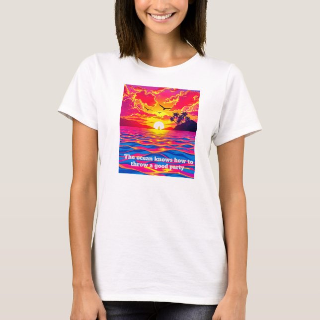 Tropiskt solnedgångslycka  t shirt (Framsida)