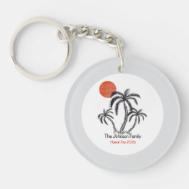 Tropiskt solnedgångsstrand palmer Familjesemester