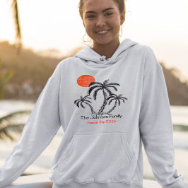 Tropiskt solnedgångsstrand palmer Familjesemester Hoodie