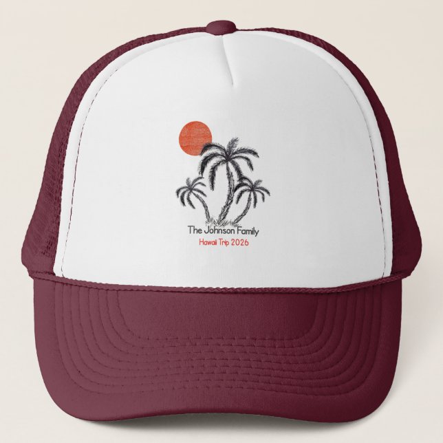 Tropiskt solnedgångsstrand palmer Familjesemester Keps (Framsida)