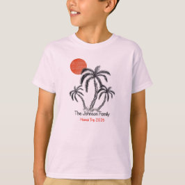 Tropiskt solnedgångsstrand palmer Familjesemester T Shirt