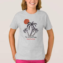 Tropiskt solnedgångsstrand palmer Familjesemester T Shirt