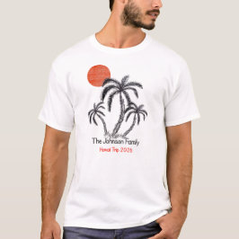 Tropiskt solnedgångsstrand palmer Familjesemester T Shirt