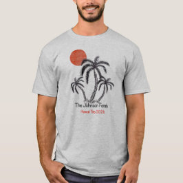 Tropiskt solnedgångsstrand palmer Familjesemester T Shirt