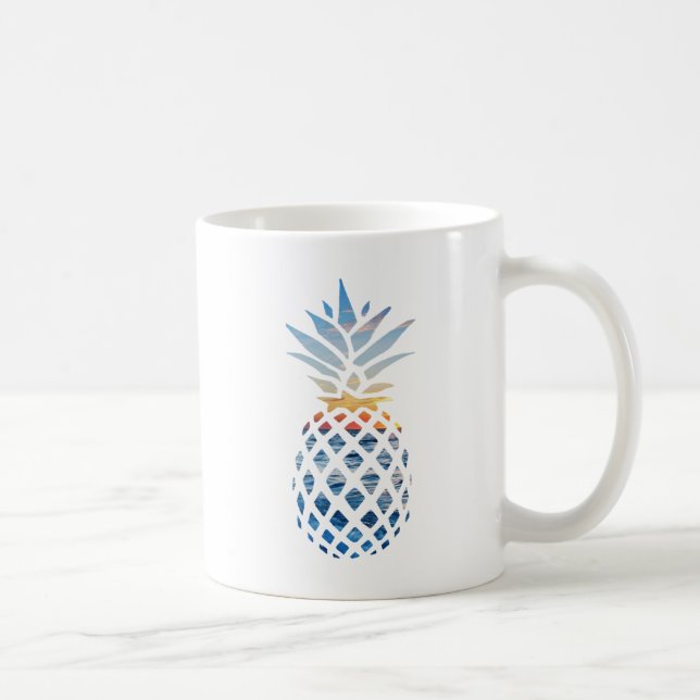 Tropiskt solnedgångsstrands scen ananas kaffemugg (Höger)