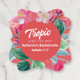 Tropiskt som det är varmt rosa tropisk möhippa gåvor etiketter