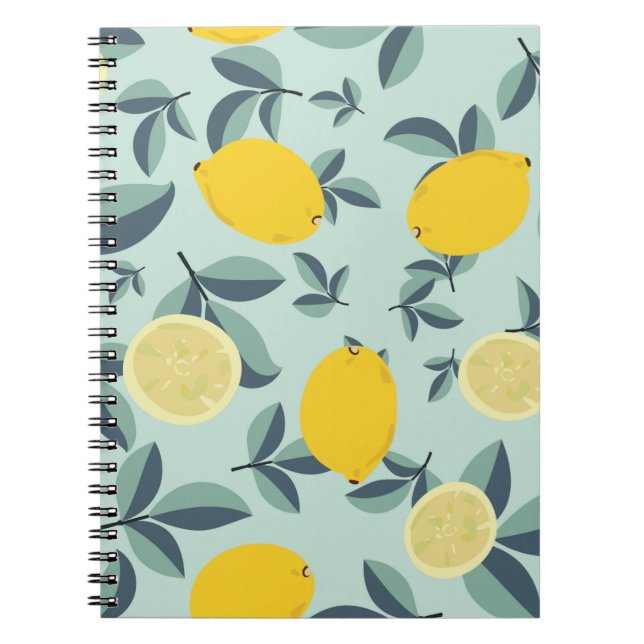 Tropiskt sömlöst mönster med citroner av gult anteckningsbok (Framsidan)