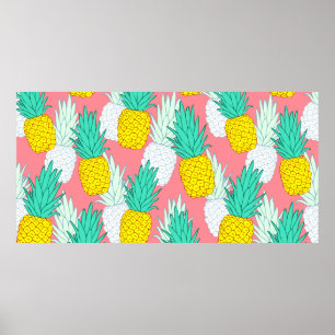 Tropiskt sömlöst mönster med exotiska ananas. poster