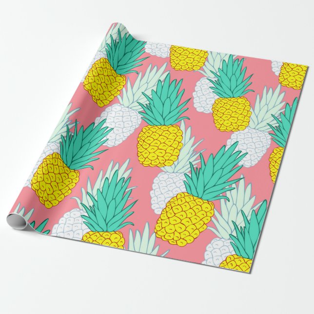 Tropiskt sömlöst mönster med exotiska ananas.  presentpapper (Utrullad)