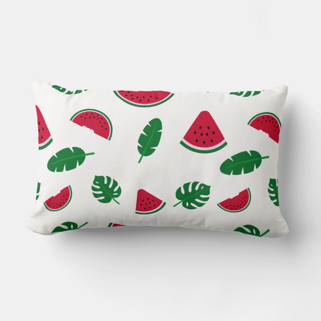 Tropiskt sommar-mönster med vattenmelon lumbarkudde (Framsida)