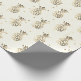 Tropiskt sommarananas frukt guld sepia lux presentpapper