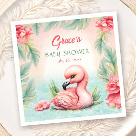 Tropiskt sommarprogram Rosa Flamingo Girl Baby Sho Pappersservett