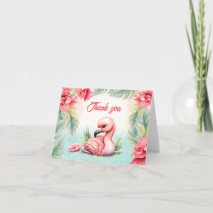 Tropiskt sommarprogram Rosa Flamingo Girl Baby Sho Tack Kort