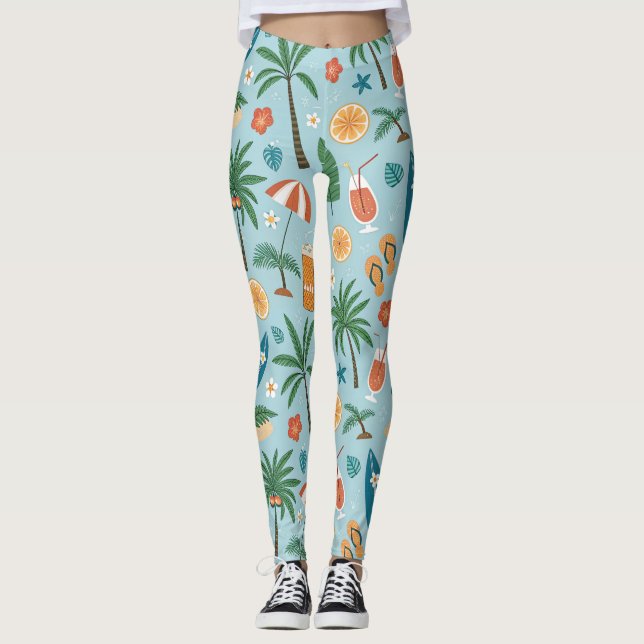 Tropiskt sommarstrandmönster (2) leggings (Framsida)