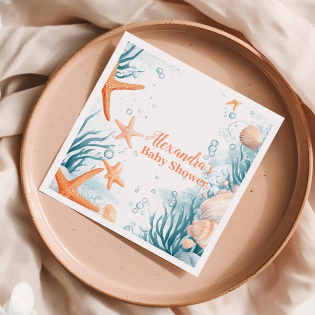 Tropiskt sommarstrumpor, babyskor för stjärnfisk pappersservett (Skapare uppladdad)