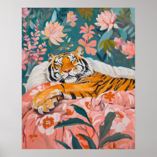 Tropiskt Sömnig Poster Tiger