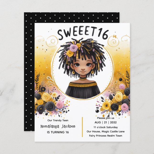 Tropiskt sötad 16 svart Tonåring Birthday Black Gu (Fram/baksida)