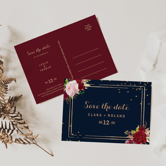 Tropiskt Spara datum för det geometriska Guld-Glit Vykort (Skapare uppladdad)