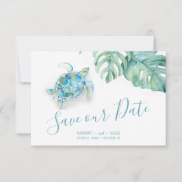 Tropiskt spara datum för vattenfärgssköldpaddan i  spara datumet