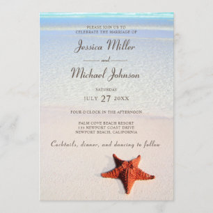 Tropiskt Starfish Beach Wedding Inbjudningar
