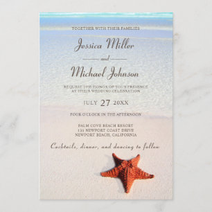 Tropiskt Starfish Beach Wedding Inbjudningar