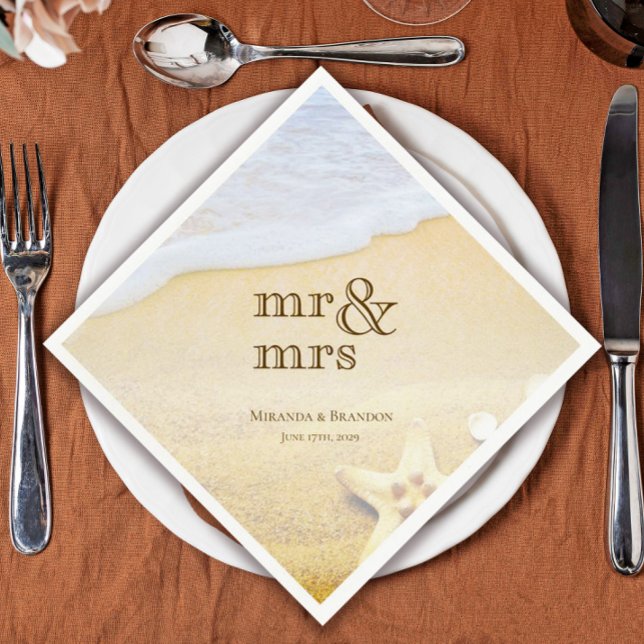 Tropiskt Starfish Beach Wedding Pappersservett (Skapare uppladdad)