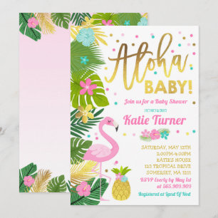 Tropiskt stöd för Flamingo Baby Shower Inbjudningar