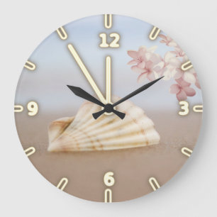 Tropiskt strå, Seashell, Plumeria Stor Klocka