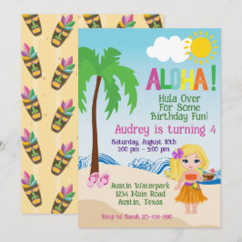 Tropiskt strand Aloha Luau-födelsedagsinbjudan Inbjudningar